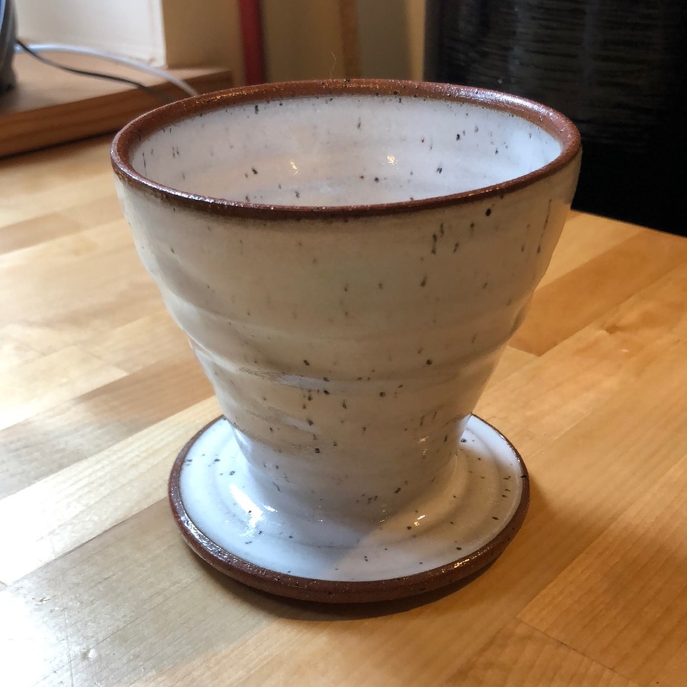 Hand thrown pourover coffee maker